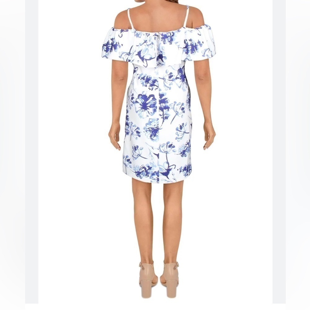 Lauren Ralph Lauren Womens 8 Catalina Blue White Floral Coquette Romantic Dress